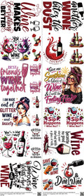 Wine H1 mixed-style heat transfer design set on a 23.5 by 53 inch sheet