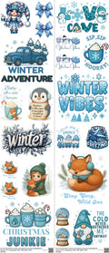 Winter H4 mixed-style heat transfer design set on a 23.5 by 53 inch sheet