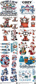 Winter mixed-style heat transfer design set on a 23.5 by 53 inch sheet