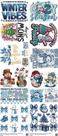 Winter mixed-style heat transfer design set on a 23.5 by 53 inch sheet