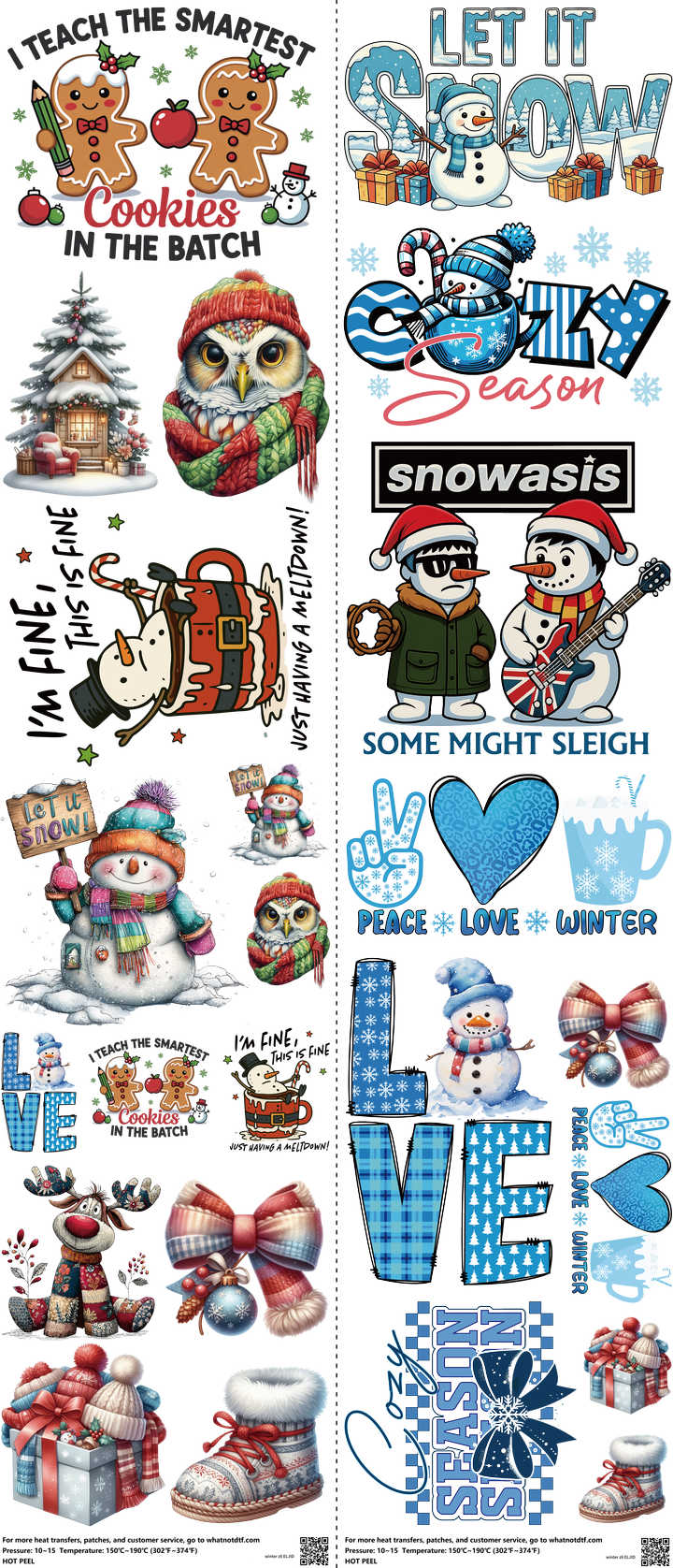 Winter Z6 mixed-style heat transfer design set on a 23.5 by 53 inch sheet