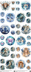 Zodiac Signs mixed-style heat transfer design set on a 23.5 by 53 inch sheet